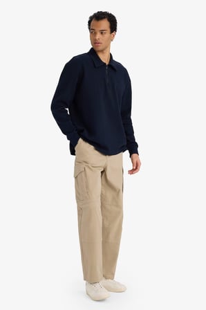 DeFacto Boxy Fit Polo Yaka Yarım Fermuarlı Pike Sweatshirt G6471AX25WNNV253