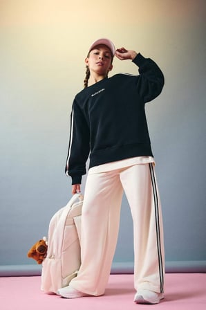 Kız Çocuk Oversize Geniş Kalıp Bisiklet Yaka Baskılı Sweatshirt