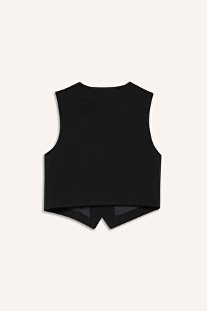 V Yaka Düğmeli Blazer Yelek