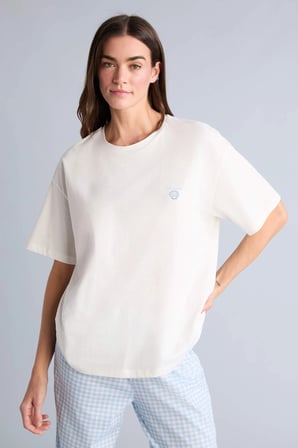 Defacto G8223AXBE54 Mavi Regular Fıt Kısa Kollu 2'li Kareli Pijama Takım
