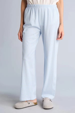 Defacto G8223AXBE54 Mavi Regular Fıt Kısa Kollu 2'li Kareli Pijama Takım
