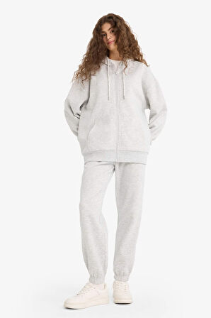 Oversize Geniş Kalıp Kapüşonlu Fermuarlı Sweatshirt