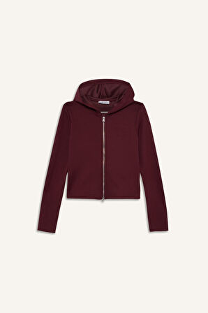 Slim Fit Dar Kesim Kapüşonlu Modal Hırka