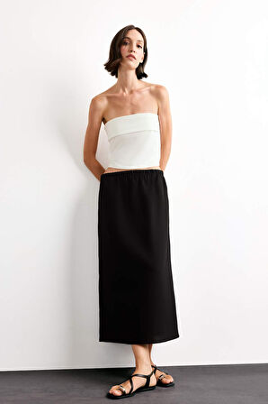 Relax Fit Beli Lastikli Dokuma Etek