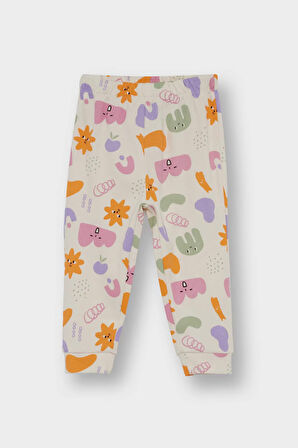 Kız Bebek Pijama Takımı Desenli Uzun Kollu Üst Uzun Alt