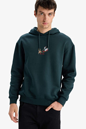 Rick and Morty Boxy Fit Kapüşonlu Sırt Baskılı Sweatshirt