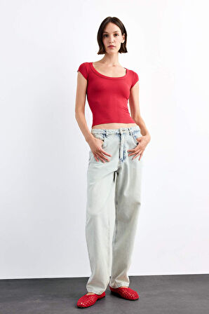 Bisiklet Yaka Kısa Kollu Tişört