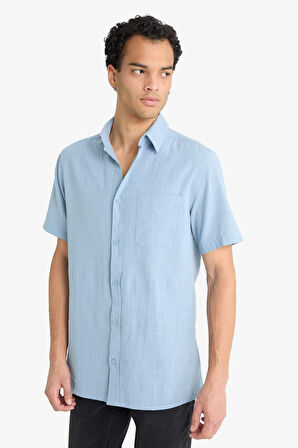 Slim Fit Dar Kesim Polo Yaka Kısa Kollu Gömlek