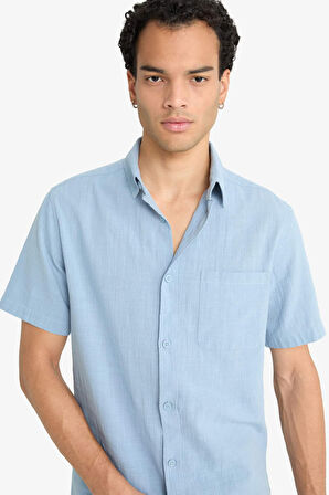 Slim Fit Dar Kesim Polo Yaka Kısa Kollu Gömlek