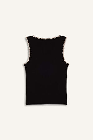 DeFacto Slim Fit Dar Kesim Yuvarlak Yaka Ribana Atlet F6276AX25SMBK27