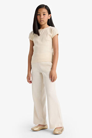 Kız Çocuk Wide Leg Waffle Cepli Geniş Paça Pantolon
