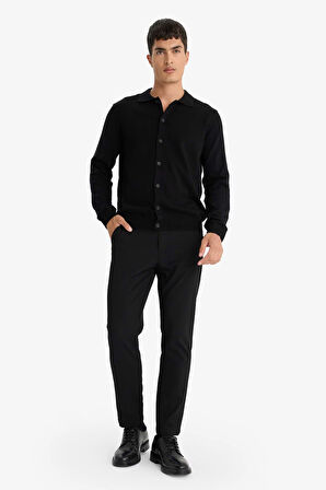 Standart Fit Polo Yaka Triko Hırka