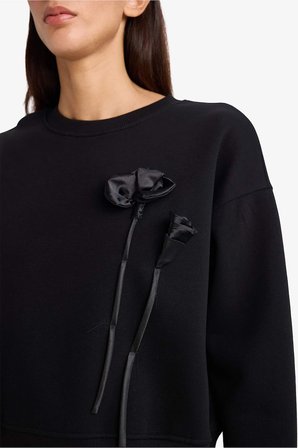 DeFacto Boxy Fit Bisiklet Yaka Aplike Kalın Sweatshirt G7007AX25WNBK81