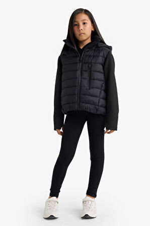 Kız Çocuk Çıkarılabilir Kapüşonlu Fermuarlı Mont