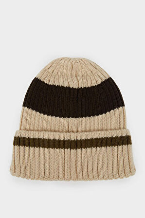 Erkek Etiket Baskılı Triko Bere