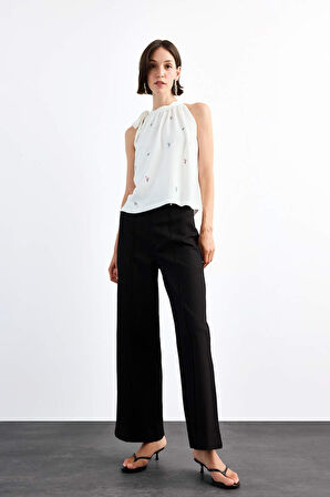 Bisiklet Yaka Kısa Kollu Bluz