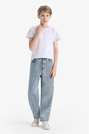 Erkek Çocuk Loose Fit Düz Paça Jean Pantolon