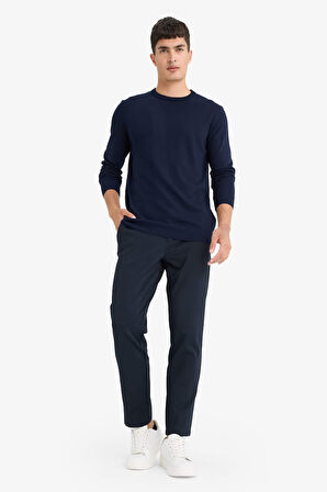 Regular Fit Bisiklet Yaka Basic Düz Premium Triko Kazak