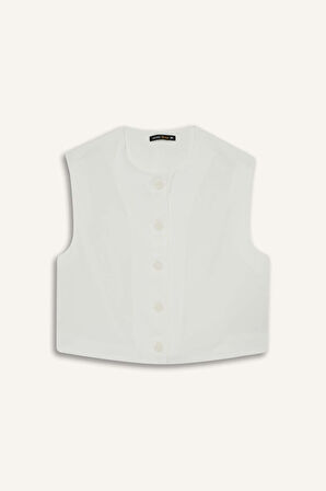 Oversize Geniş Kalıp Bisiklet Yaka Krep Yelek