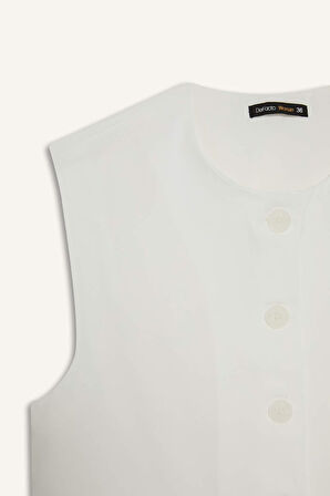 Oversize Geniş Kalıp Bisiklet Yaka Krep Yelek