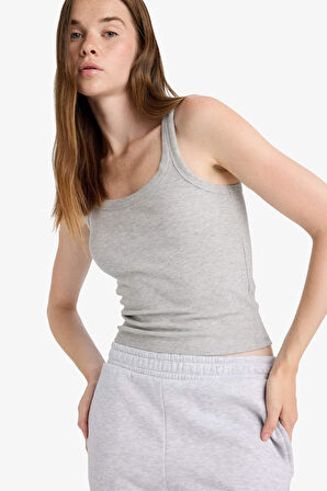 Fitted U Yaka Fitilli Kaşkorse Atlet