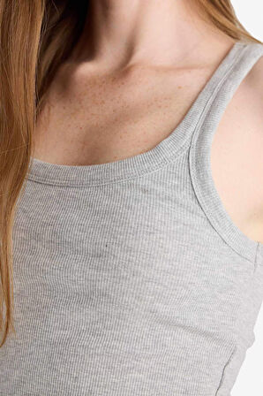 Fitted U Yaka Fitilli Kaşkorse Atlet