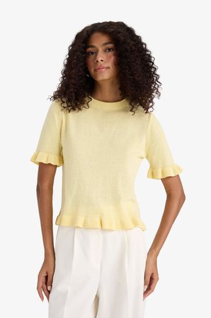 DeFacto Regular Fit Bisiklet Yaka Kısa Kollu Triko Kazak F7123AX25HSYL491