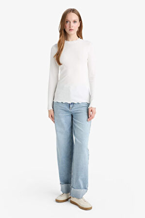 Yarım Balıkçı Yaka Fitilli Kaşkorse Uzun Kollu Tunik