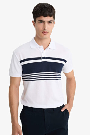 Regular Fit Polo Yaka Kısa Kollu Çizgili Polo Tişört