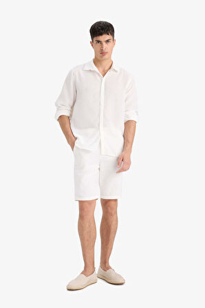 DeFacto %100 Pamuk Bermuda Şort D4268AX25SMWT32