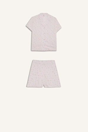 Regular Fit Kısa Kollu 2'li Viskon Takım -Fall in Love