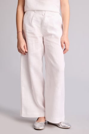 DeFacto %100 Keten Wıde Leg Geniş Paça Beyaz Pantolon Kız Çocuk G8373A826SMWT34