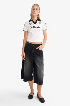 Coool Fitted Baskılı Ribana Kısa Kollu Tişört