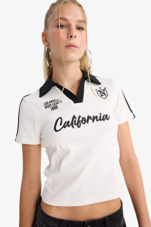 Coool Fitted Baskılı Ribana Kısa Kollu Tişört