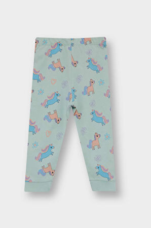 Kız Bebek 4'lü Pijama Takımı Unicorn Baskılı Uzun Kollu Penye Üst Uzun Alt