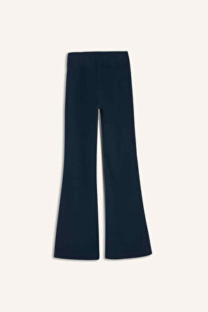 DeFactoFit Flare Fit Toprlayıcı Yüksek Bel İspanyol Paça Standart Boy Ribana Sporcu Pantolon