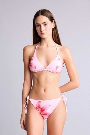 Regular Fıt Çiçekli Pembe Bikini Üstü