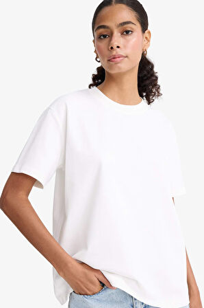 Regular Fit Bisiklet Yaka Basic Düz Premium Kısa Kollu Tişört