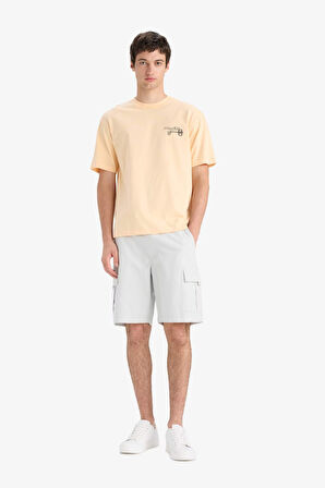 DeFacto %100 Pamuk Boxy Fit Bisiklet Yaka Sırt Baskılı Kısa Kollu Tişört F5879AX25SMOG288