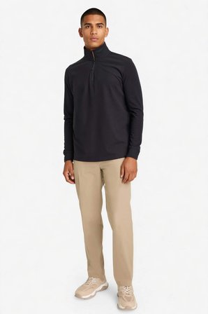 DeFacto Standart Fit Dik Yaka Yarım Fermuarlı Polar Sporcu Sweatshirt F2302AX25WNBK81