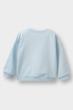 Kız Bebek Bisiklet Yaka Baskılı Sweatshirt