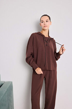 Modal Bağlama Detaylı Sweatshirt-Fall in Love Loungewear
