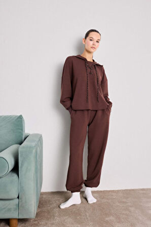Modal Bağlama Detaylı Sweatshirt-Fall in Love Loungewear