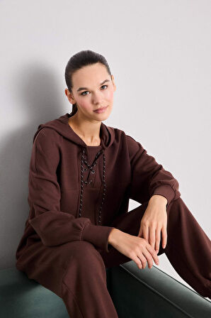 Modal Bağlama Detaylı Sweatshirt-Fall in Love Loungewear