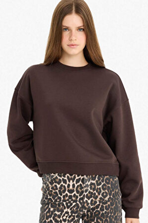 Regular Fit Bisiklet Yaka Kalın Sweatshirt