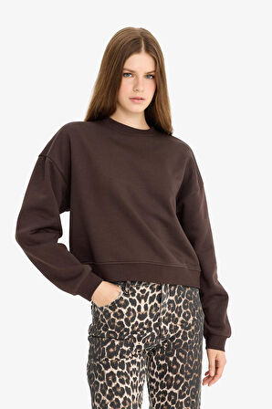 Regular Fit Bisiklet Yaka Kalın Sweatshirt
