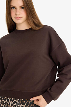 Regular Fit Bisiklet Yaka Kalın Sweatshirt