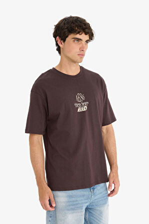 %100 Pamuk Initial D Boxy Fit Bisiklet Yaka Kısa Kollu Tişört