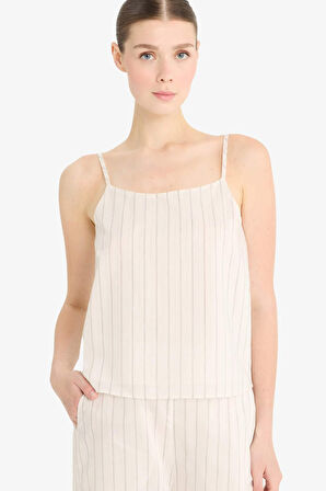 DeFacto Regular Fit Kare Yaka Çizgili Modal Askılı Bluz F0397AX25SPBG284