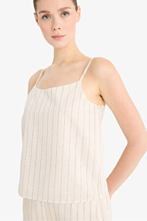 DeFacto Regular Fit Kare Yaka Çizgili Modal Askılı Bluz F0397AX25SPBG284
